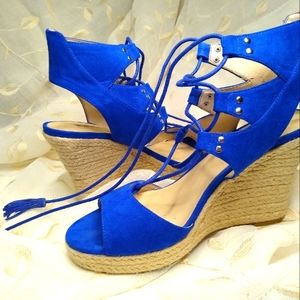 blue wedges heels